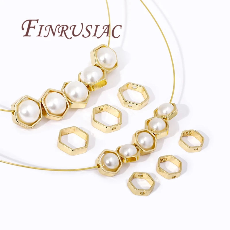 14K Gold Plated Circle Bead Frame Spacer Connectors | DIY Jewelry Jewelry Making Findings P3
