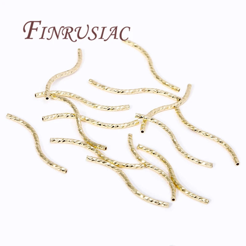 S-Shape Tube Beads – 18K Gold Plated Brass Spacers | FINRUSIAC Jewelry Making Beads P3