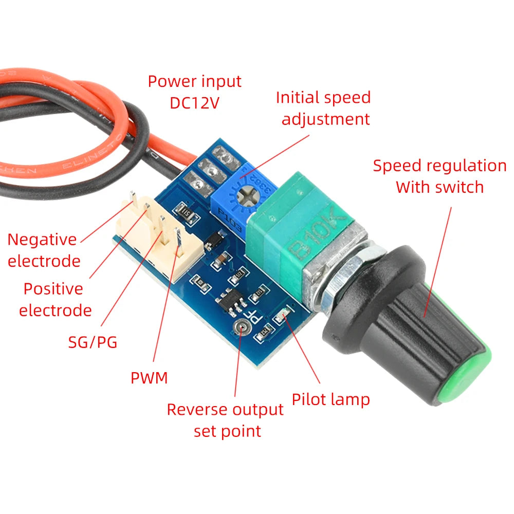12V DC 4-Wire PWM Fan Speed Controller | Rotary Switch Module PWM Fan Controller P3
