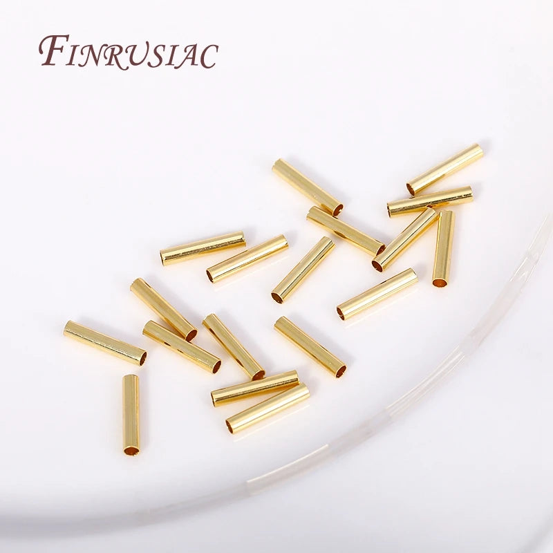 18K Gold Plated Hollow Tube Beads 2×10mm | DIY Jewelry Connectors Jewelry Tube Beads P3