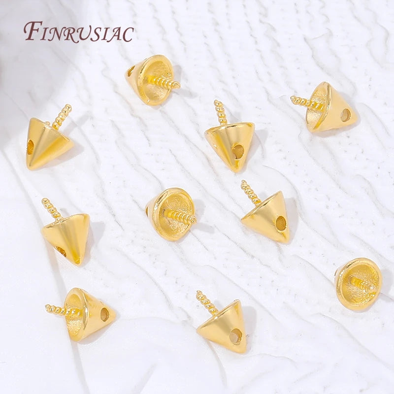 18K Gold Plated Cone Screw Pearl Bail Pendant Findings – DIY Jewelry Findings P3