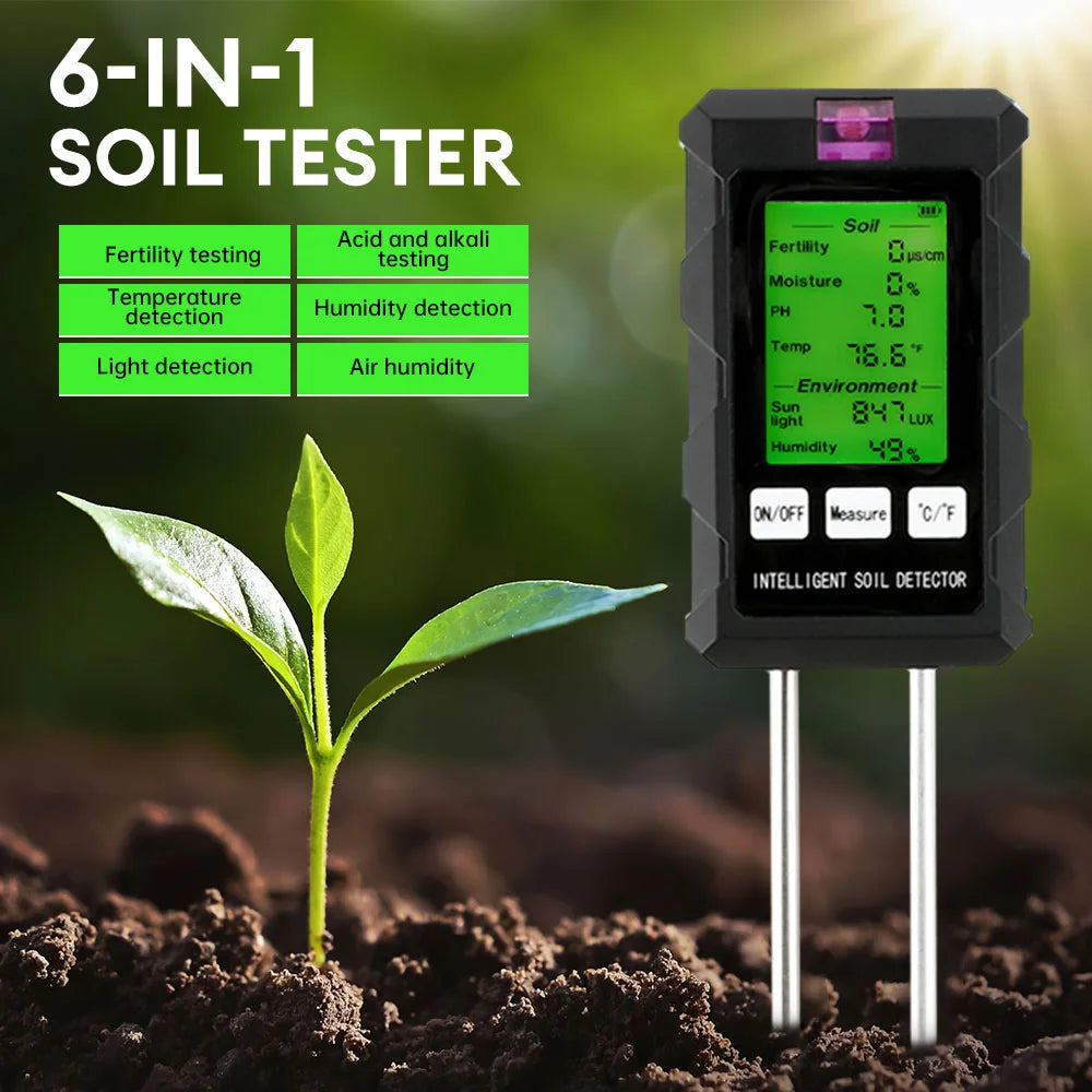 6-in-1 Digital Soil Tester | pH, Moisture, Fertility & Light Soil Testing Meter P3