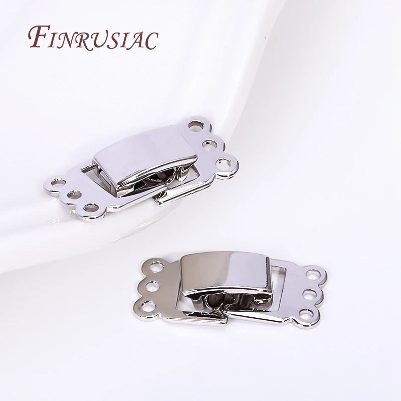 Rhodium Plated 2/3 Row Lock Clasp – DIY Bracelet Necklace Findings Jewelry Clasp Connector P3