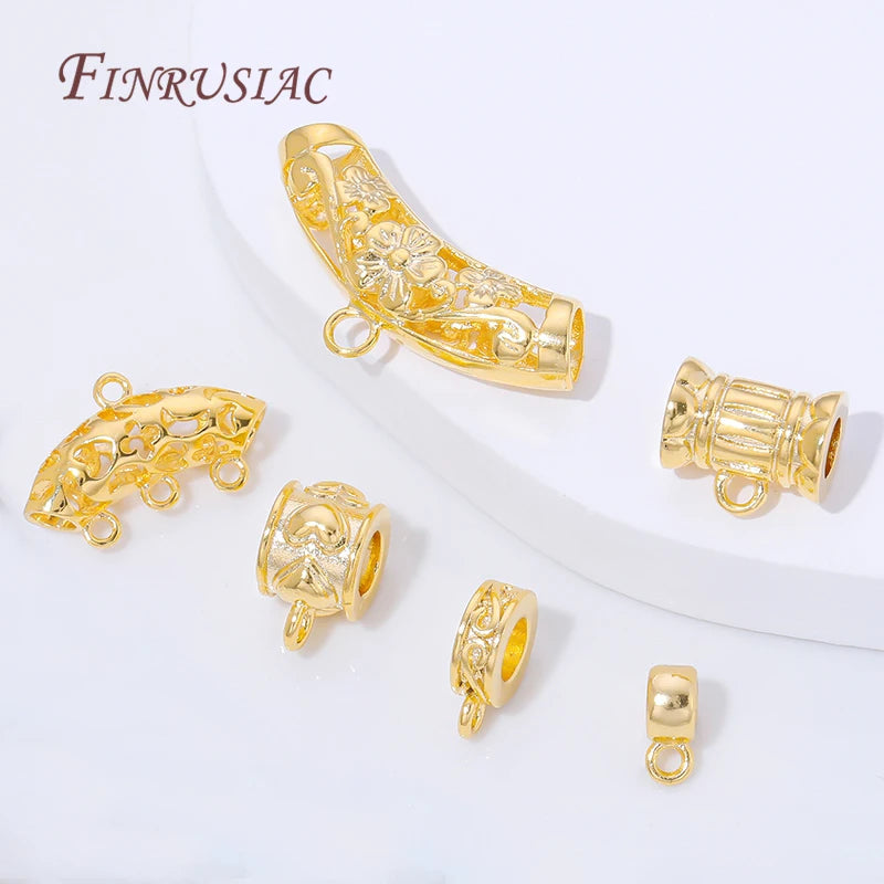 18K Gold Plated Pendant Bail Connectors – Brass Tube Bail Beads Jewelry Bail Connectors P3