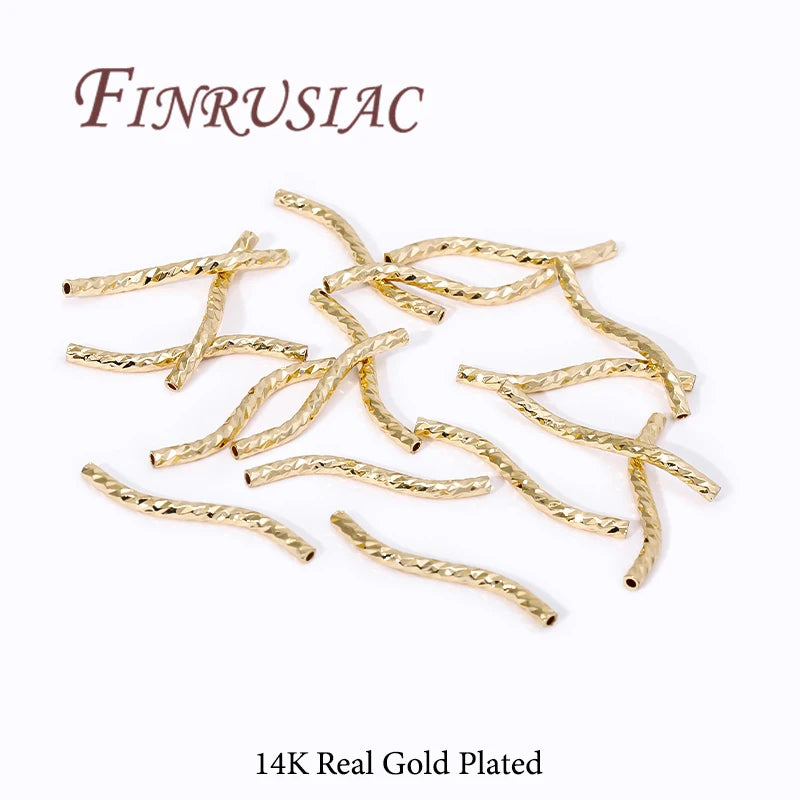 S-Shape Tube Beads – 18K Gold Plated Brass Spacers | FINRUSIAC Jewelry Making Beads P3 14K Real Gold Plated 1.5mmx20mm-20pcs