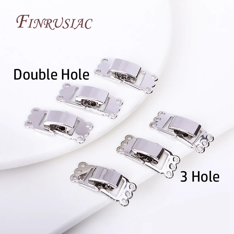 Rhodium Plated 2/3 Row Lock Clasp – DIY Bracelet Necklace Findings Jewelry Clasp Connector P3