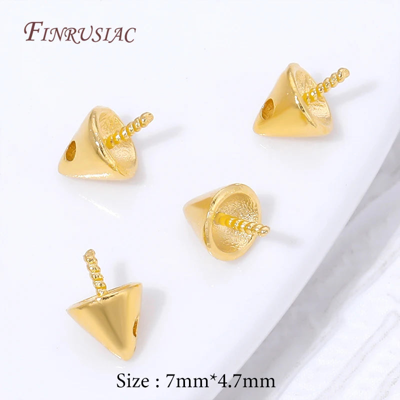 18K Gold Plated Cone Screw Pearl Bail Pendant Findings – DIY Jewelry Findings P3 18K Gold Plated 10 pieces