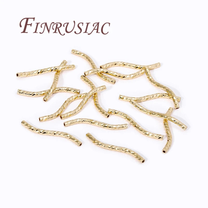 S-Shape Tube Beads – 18K Gold Plated Brass Spacers | FINRUSIAC Jewelry Making Beads P3