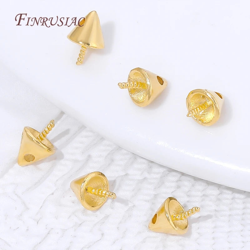 18K Gold Plated Cone Screw Pearl Bail Pendant Findings – DIY Jewelry Findings P3