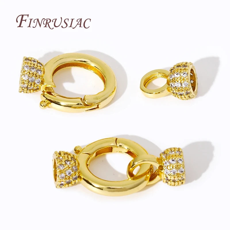 18K Gold Plated Brass Zircon Clasp for DIY Jewelry Making Jewelry Clasp Connector P3