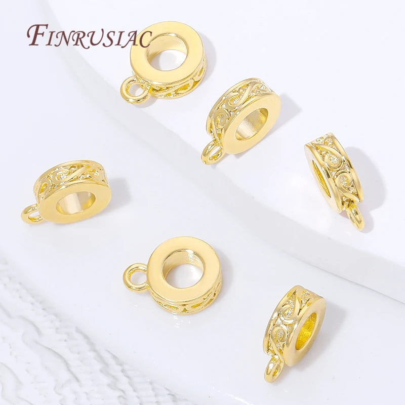 18K Gold Plated Pendant Bail Connectors – Brass Tube Bail Beads Jewelry Bail Connectors P3
