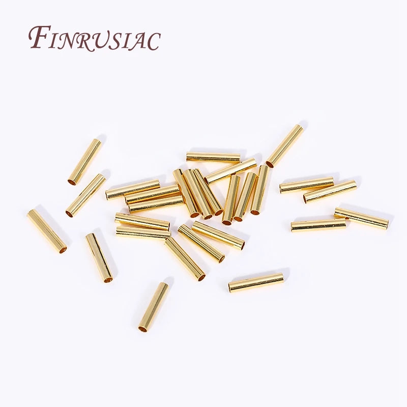 18K Gold Plated Hollow Tube Beads 2×10mm | DIY Jewelry Connectors Jewelry Tube Beads P3