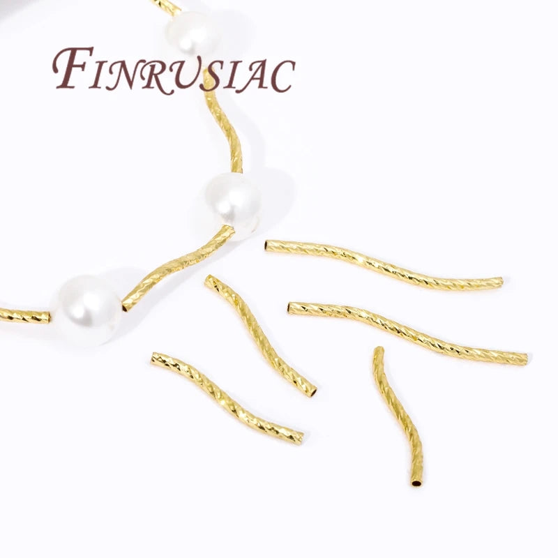 S-Shape Tube Beads – 18K Gold Plated Brass Spacers | FINRUSIAC Jewelry Making Beads P3