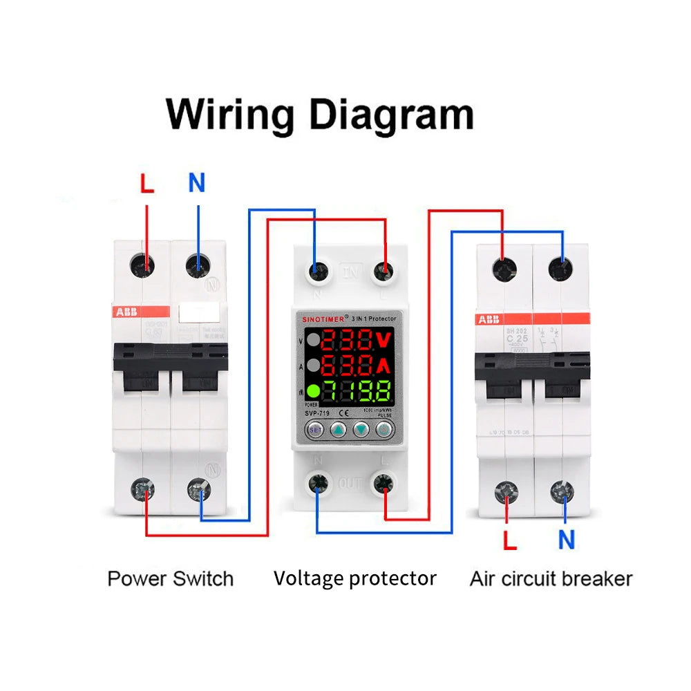 SVP-719 Adjustable Voltage & Current Protector 220V 40A/63A Voltage Protector P3