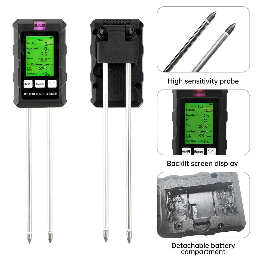 6-in-1 Digital Soil Tester | pH, Moisture, Fertility & Light Soil Testing Meter P3