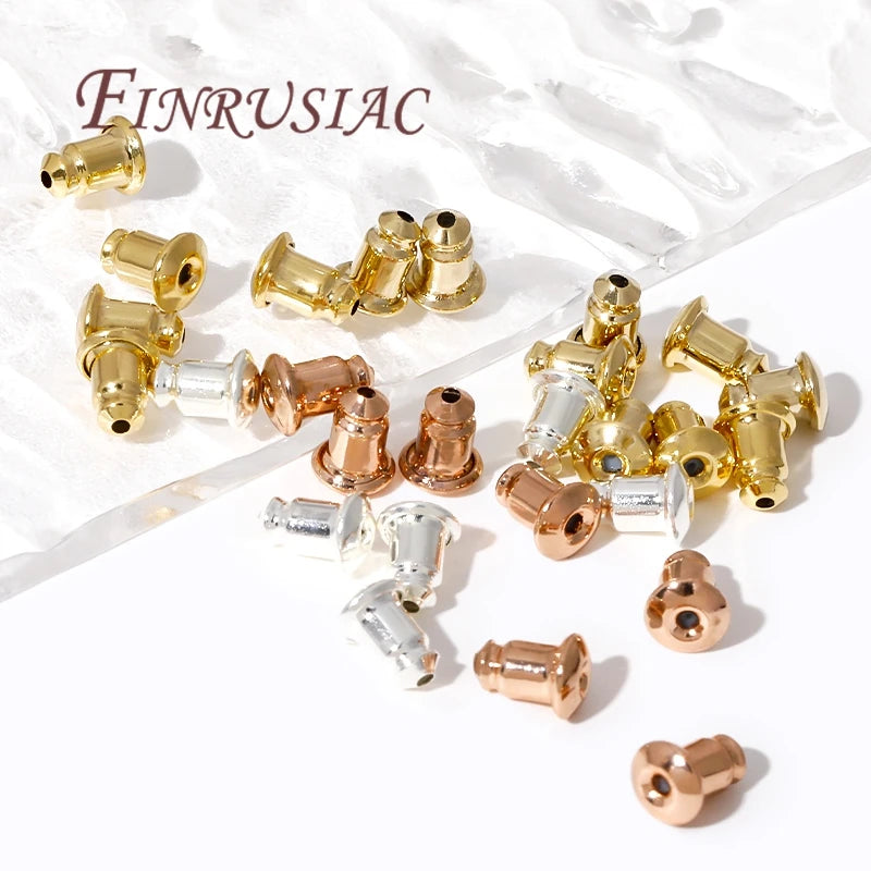 14K Gold Plated Earring Backs for Studs | 50/100 Pcs DIY Earring Backs Findings P3