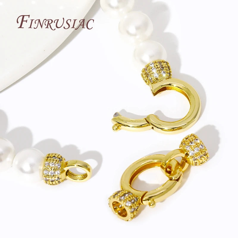18K Gold Plated Brass Zircon Clasp for DIY Jewelry Making Jewelry Clasp Connector P3