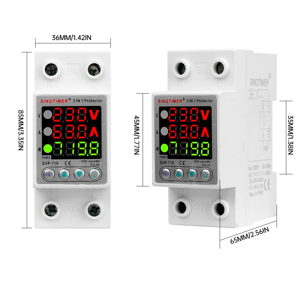 SVP-719 Adjustable Voltage & Current Protector 220V 40A/63A Voltage Protector P3