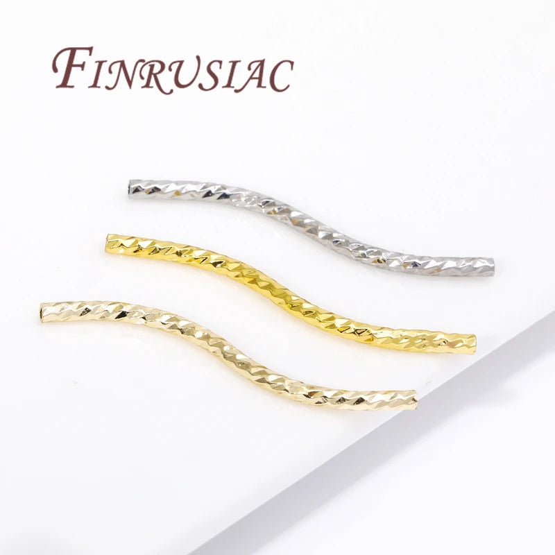 S-Shape Tube Beads – 18K Gold Plated Brass Spacers | FINRUSIAC Jewelry Making Beads P3
