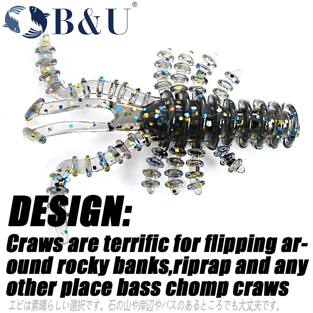 B&U Crazy Craws 40mm Soft Plastic Craw Lures 20 Pack Soft Plastic Lure P3