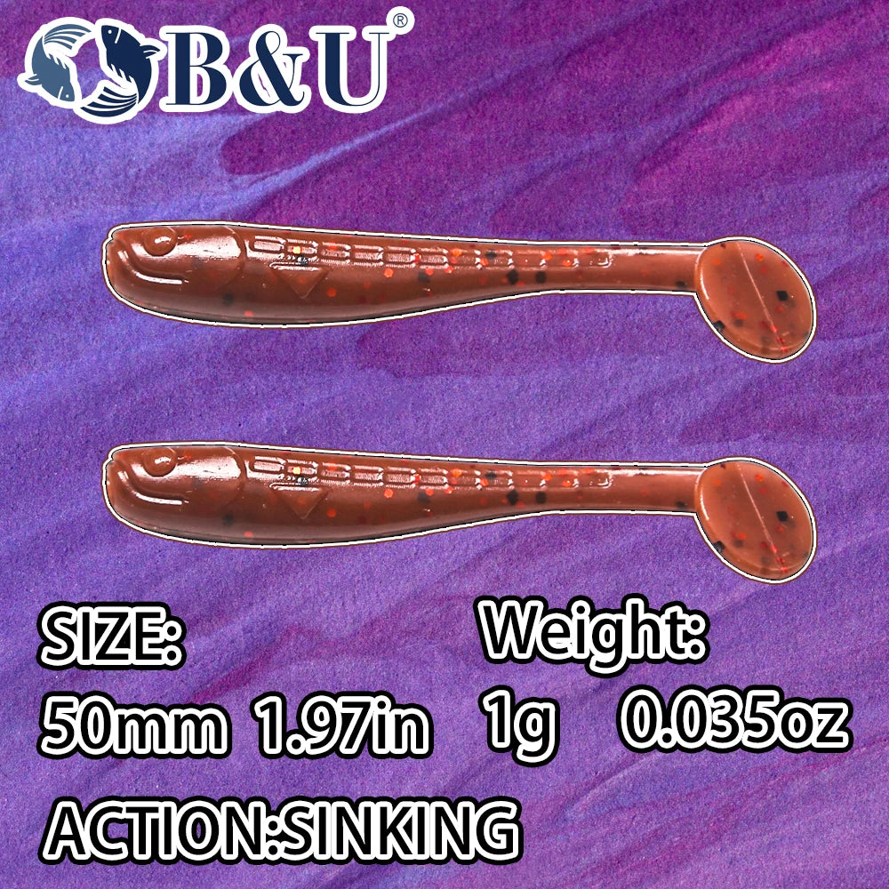 B&U Mini Minnow Soft Lures 35mm 50mm – Bass Pike Swimbait Soft Fishing Lure P3