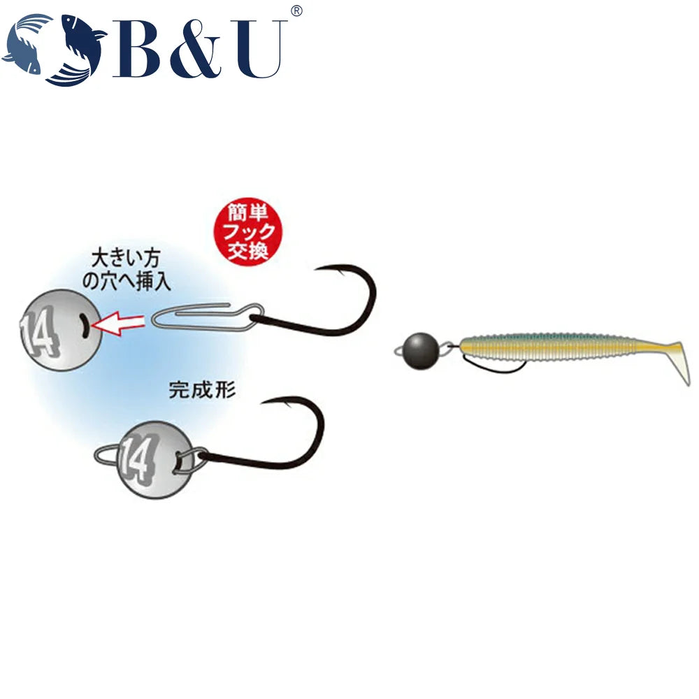 B&U Cheburashka Swing Jig Head & Bullet Sinkers 2g–12g Fishing Jig Sinker Set P3