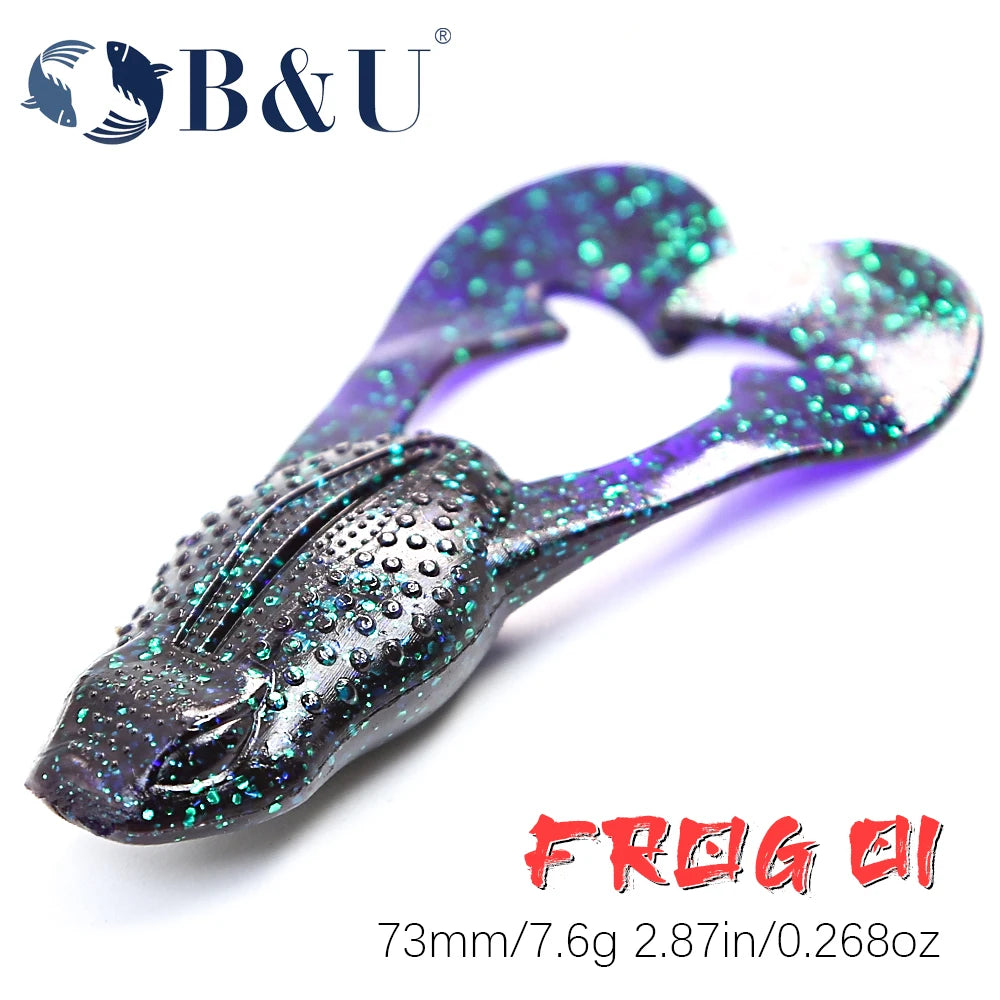 B&U Frog Floating Soft Bait – Curved Tail Bass Lure 3 Pack Soft Fishing Lure P3