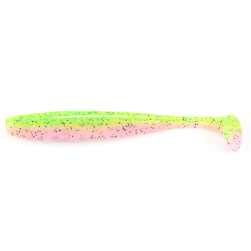 B&U Easy Shiner Soft Shad Lure 100mm | Silicone Bass Bait 6pk Soft Fishing Lure P3 GREEN PINK 6PCS-100mm