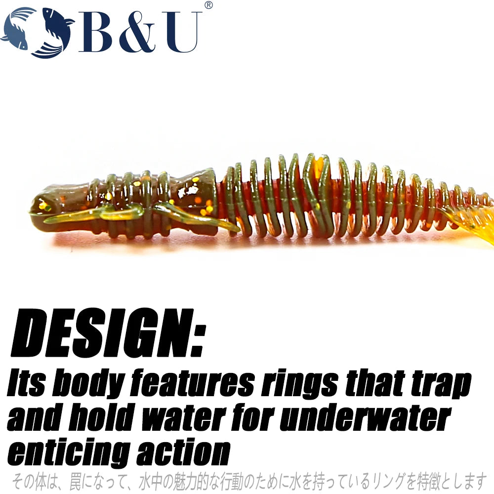 B&U Larva Soft Lures – Silicone Worm Swimbait 51–100mm Soft Fishing Lure P3