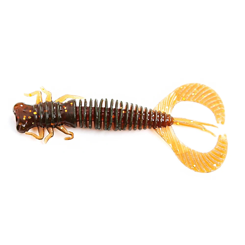B&U Larva Soft Lures – Silicone Worm Swimbait 51–100mm Soft Fishing Lure P3 DEVIL RED 8PCS-76mm-2.5g