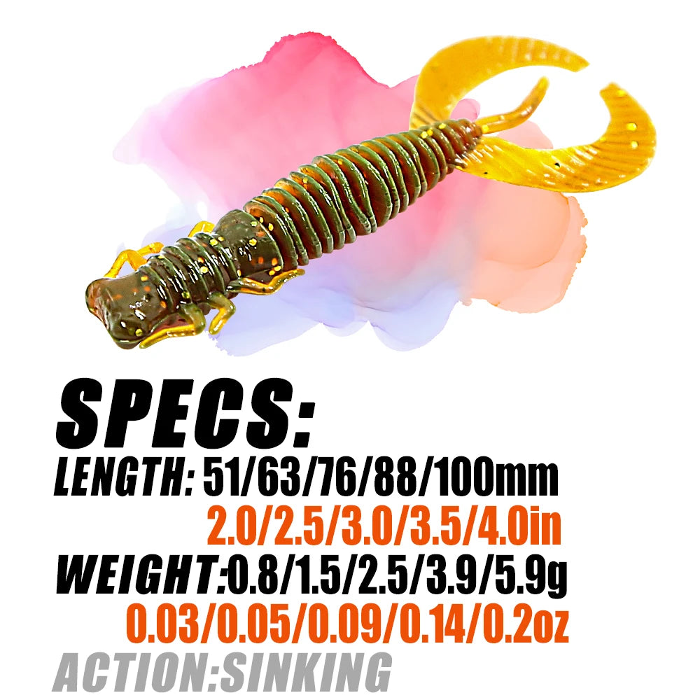 B&U Larva Soft Lures – Silicone Worm Swimbait 51–100mm Soft Fishing Lure P3