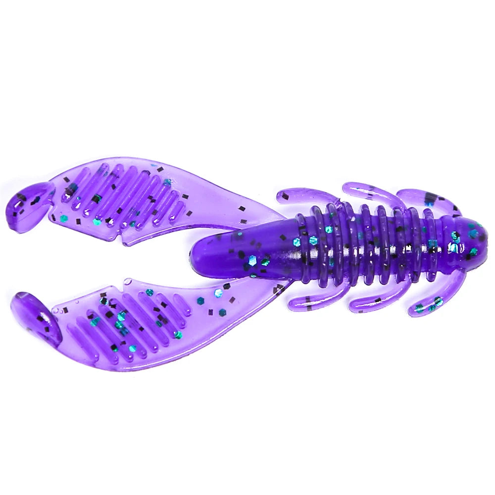 B&U 50mm Silicone Shrimp Swimbait Soft Lure – Bass Pike Trout Soft Fishing Lure P3 PURPLE 15PCS-50mm-1.3g