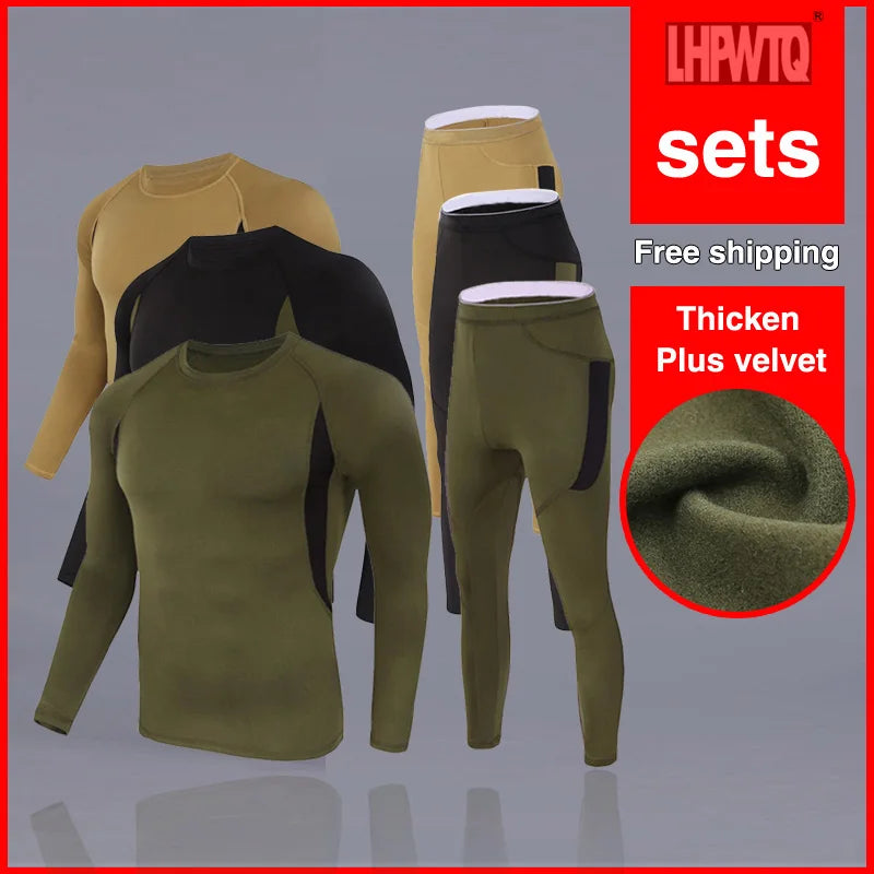LHPWTQ Men's Wool Compression Thermal Underwear Set | Base Layer Thermal Underwear Set P3