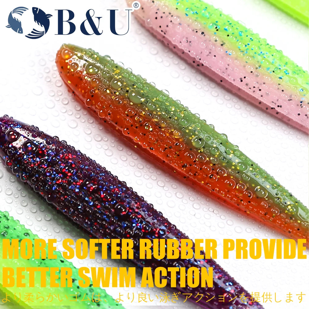 B&U Easy Shiner Soft Shad Lure 100mm | Silicone Bass Bait 6pk Soft Fishing Lure P3