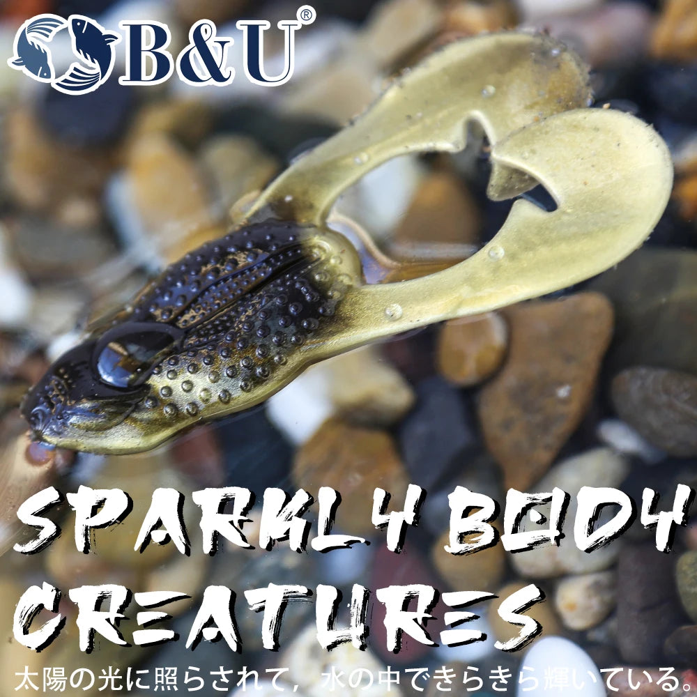B&U Frog Floating Soft Bait – Curved Tail Bass Lure 3 Pack Soft Fishing Lure P3
