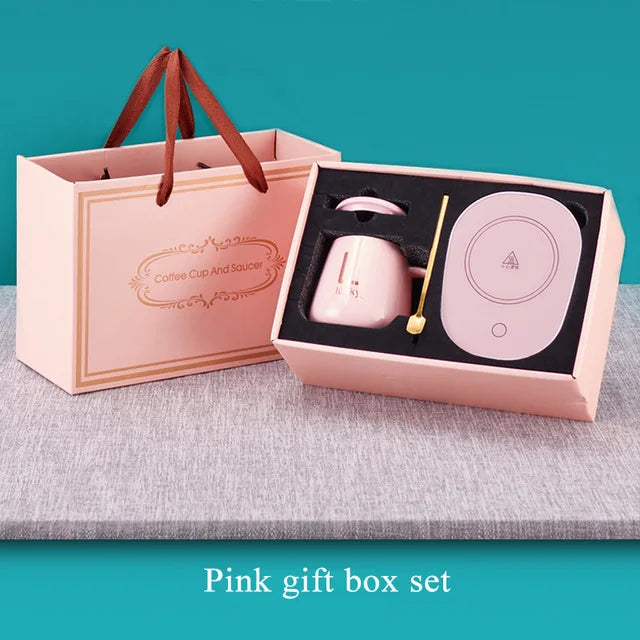 55°C USB Mug Warmer Pad – Constant Temp Coffee Heating Coaster Mug Warmer Pad P3 Pink Gift Set EU PLUG
