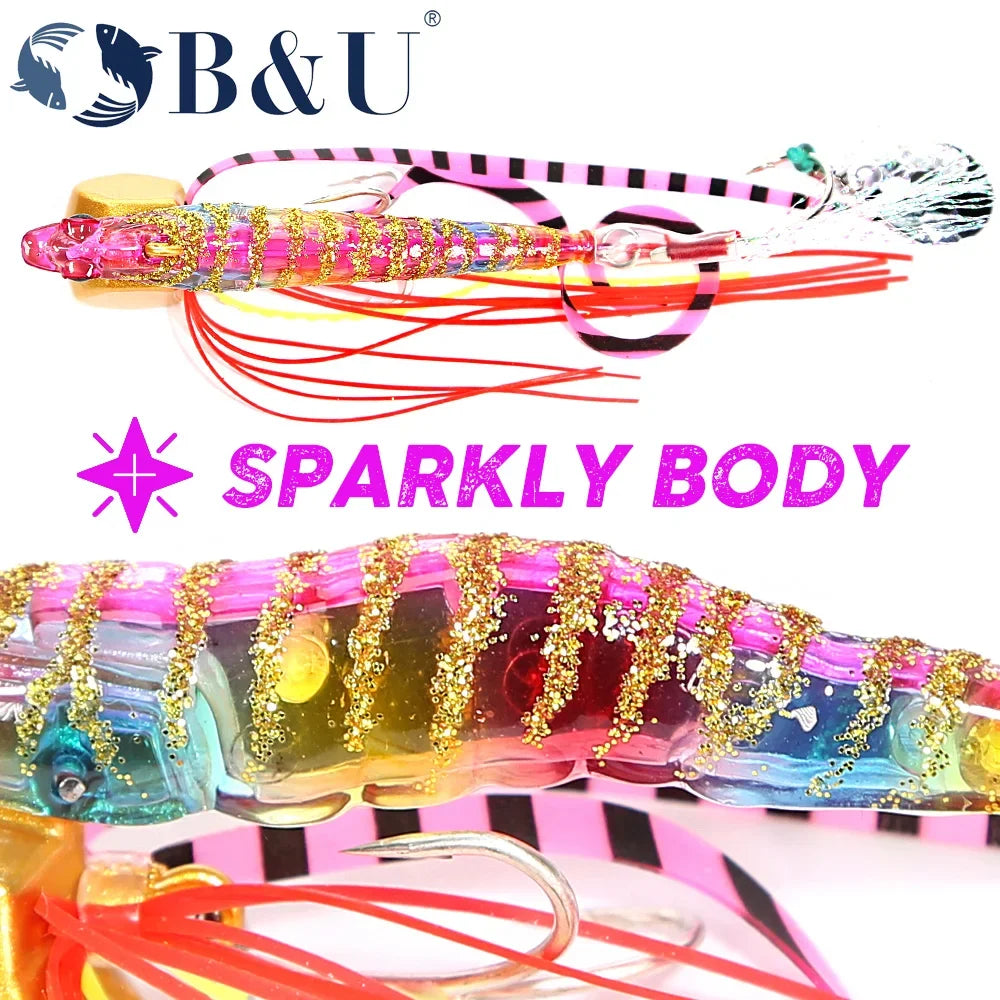 B&U 3D Metal Jig Shrimp Lure – Saltwater Shore Casting Spin Bait Metal Jig Lure P3