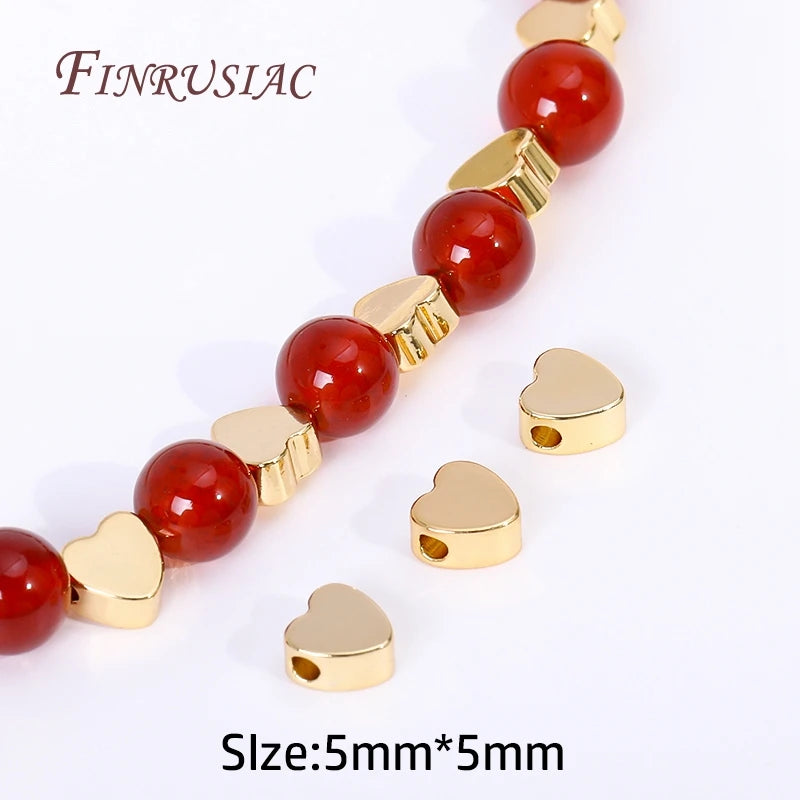 18K Gold Plated Heart Spacer Beads – DIY Bracelet Necklace Jewelry Spacer Beads P3 18K Gold Plated 5 pcs