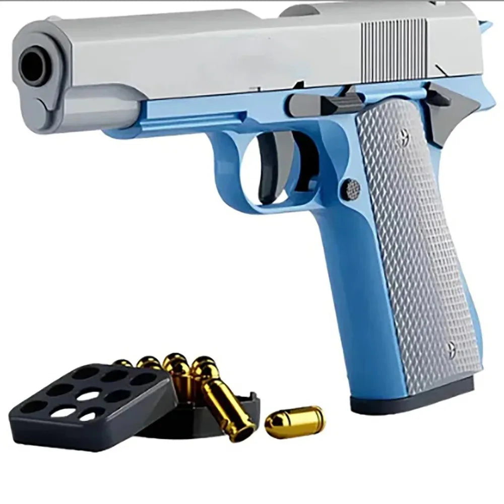 NOCCLILI Shell-Ejecting Simulation Pistol Fidget Toy | Adults Simulation Fidget Toy P3 Blue-Gray
