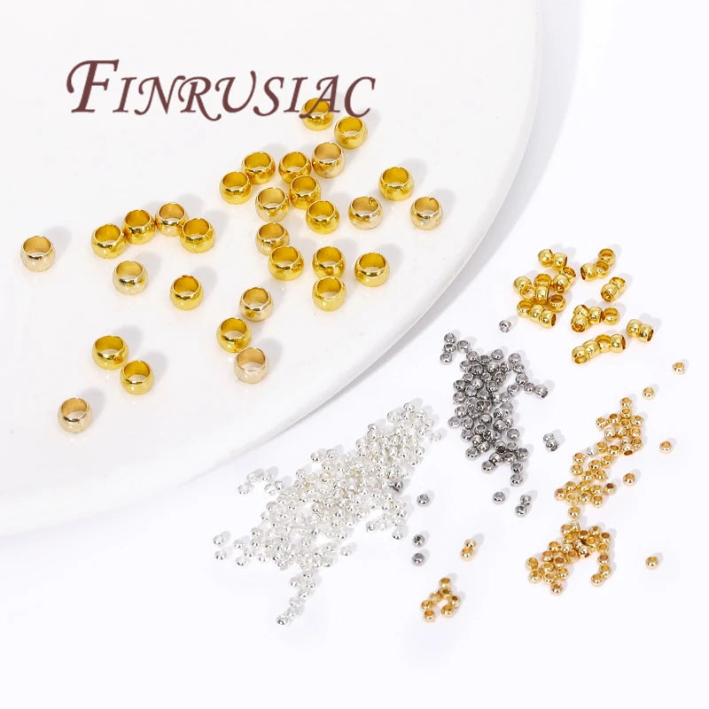 18K Gold Plated Crimp Beads 2mm–4mm | Stopper Spacer Findings Jewelry Crimp Beads P3