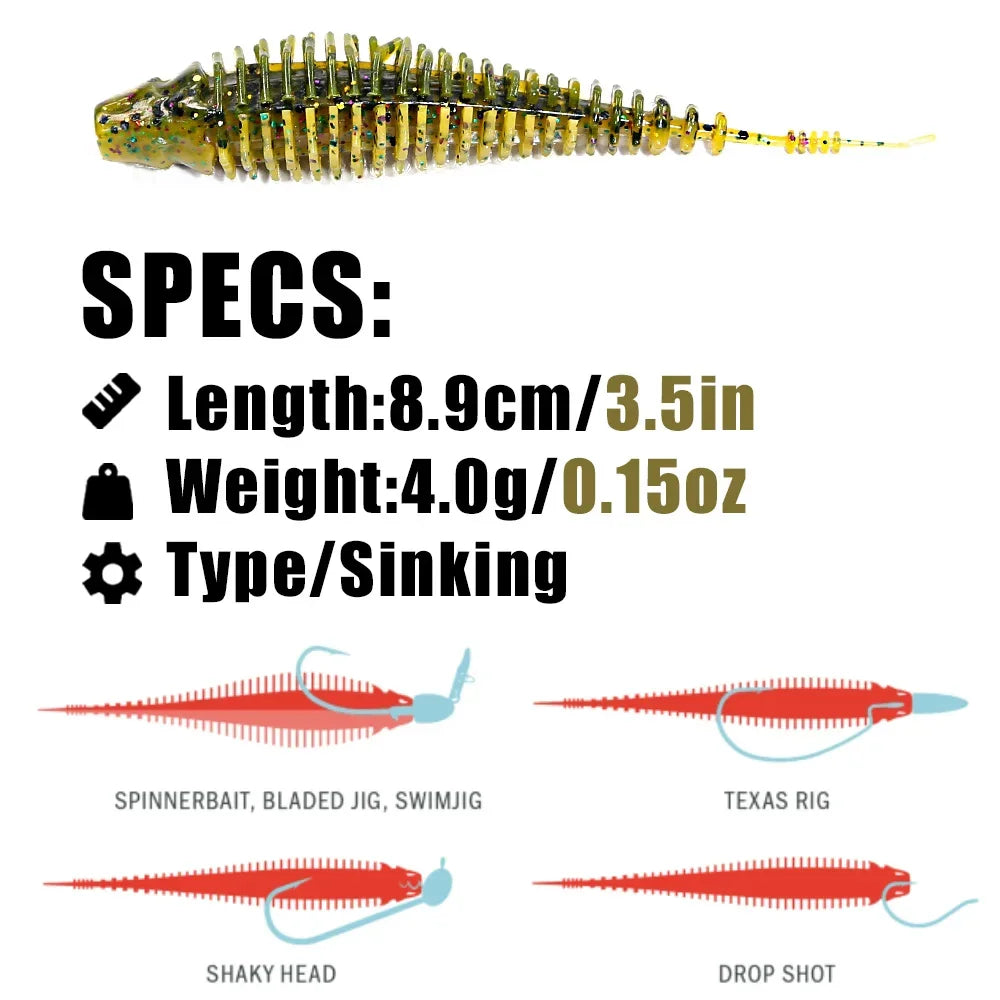 B&U 6-Pack 8.9cm Senko Wacky Worm Soft Lures – Bass & Perch Soft Fishing Lure P3