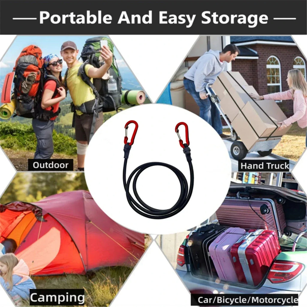 Elastic Bungee Cord with Carabiner | Camping Luggage Binding Bungee Cord Carabiner P3