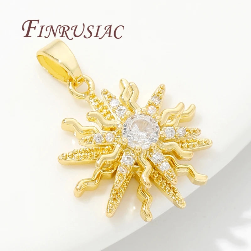 18K Gold Plated Crystal Zircon Star Flower Charms | DIY Jewelry Jewelry Pendant Charms P3