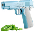 Realistic Toy Pistol with Ejecting Shells | Adult Fidget Toy Toy Pistol Model P3 Blue-White