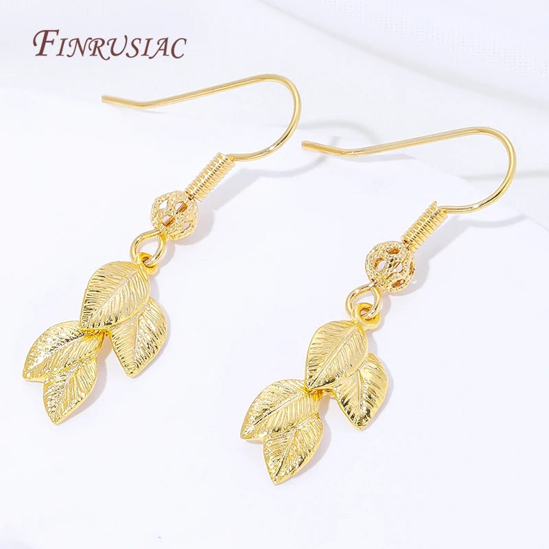 18K Gold Plated Brass Leaf Cluster Charms – DIY Jewelry Connectors Jewelry Making Charms P3