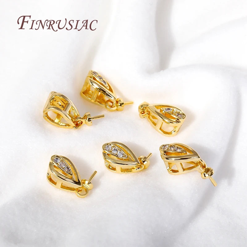 18K Gold Plated Zircon Pearl Pendant Bail | DIY Jewelry Finding Pendant Bail Finding P3