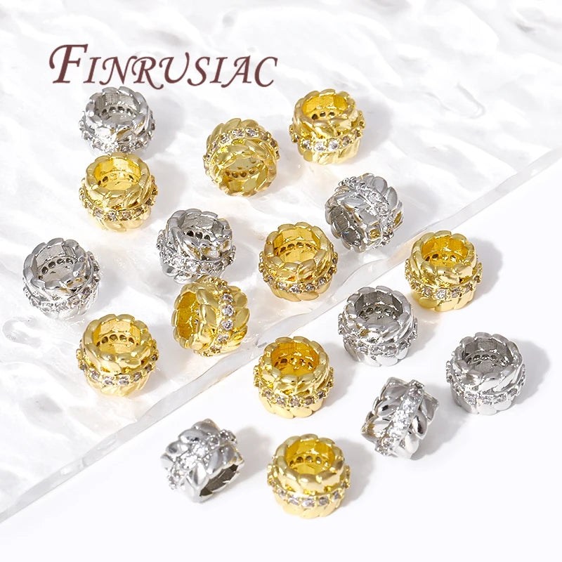 18K Gold Plated Brass Zircon Spacer Beads for DIY Jewelry Jewelry Spacer Beads P3
