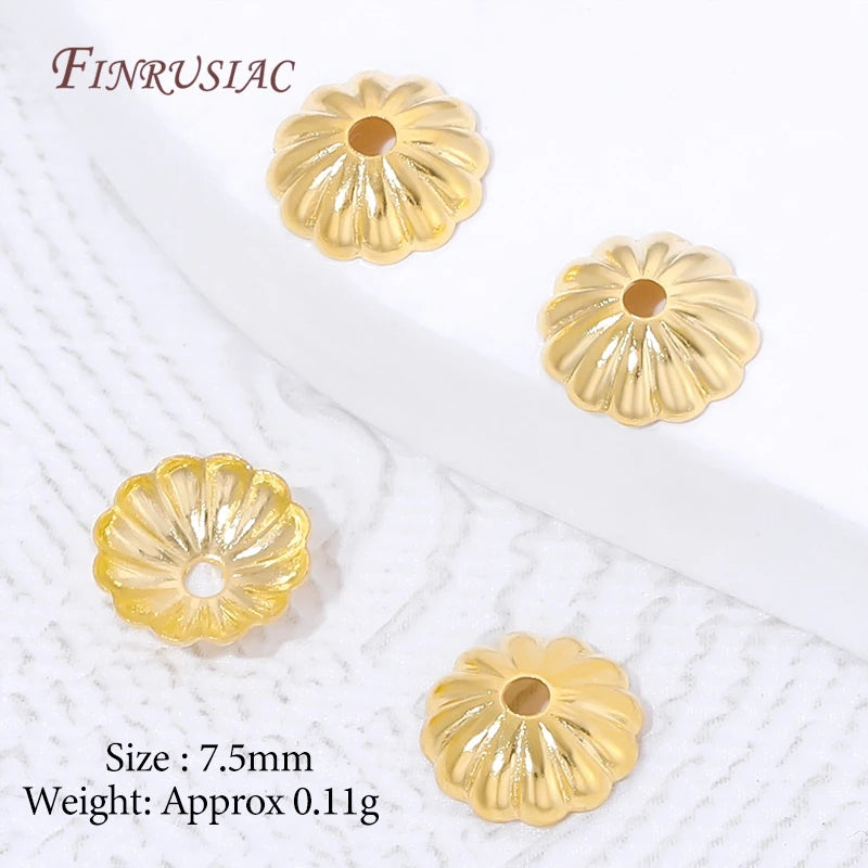 18K Gold Plated Brass Flower Bead Caps | Wavy Edge 20/40 Pcs Jewelry Bead Caps P3 18K Gold Plated 20pcs