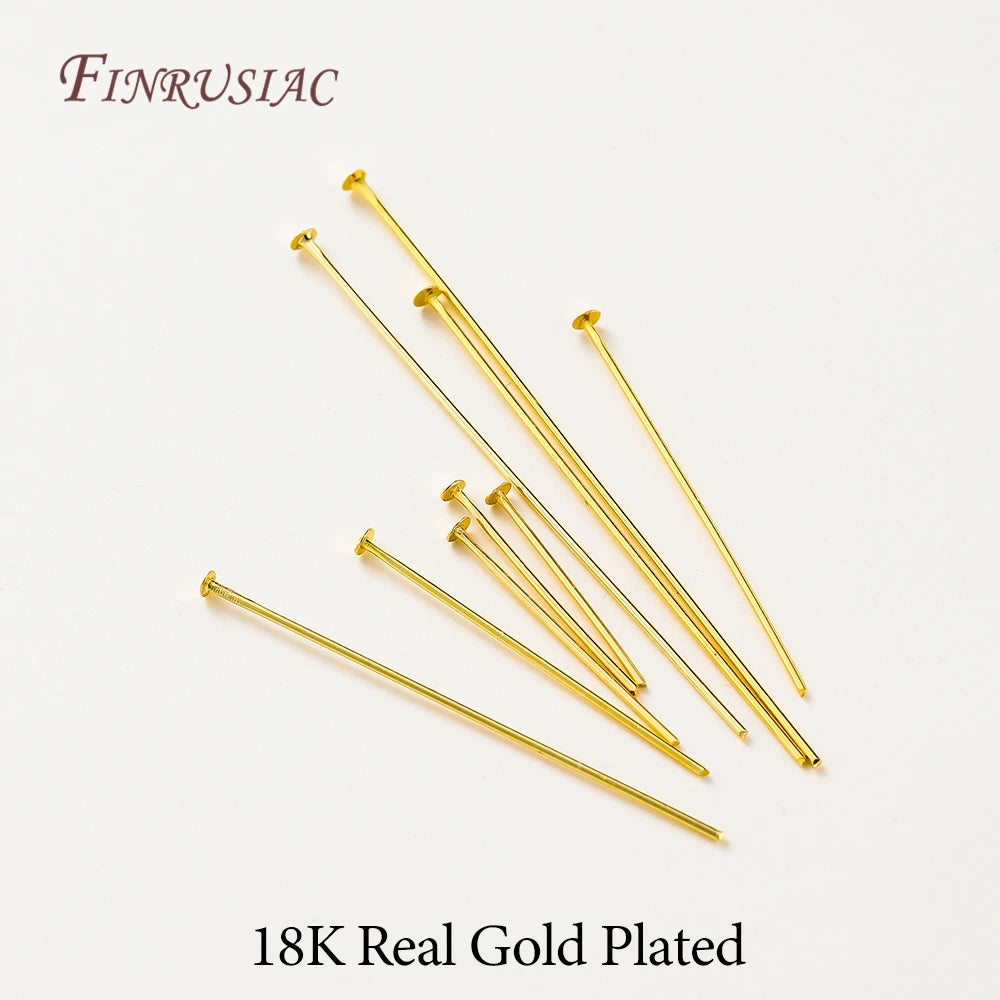 50Pcs 18K Gold Plated Flat Head Pins for DIY Jewelry Making Jewelry Making Pins P3 18K Gold Plated 0.6mmx20mm-50pcs