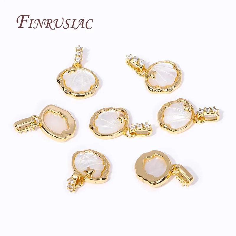 18K Gold Plated Zircon Shell Star Pendant Charm | DIY Jewelry Jewelry Pendant Charm P3